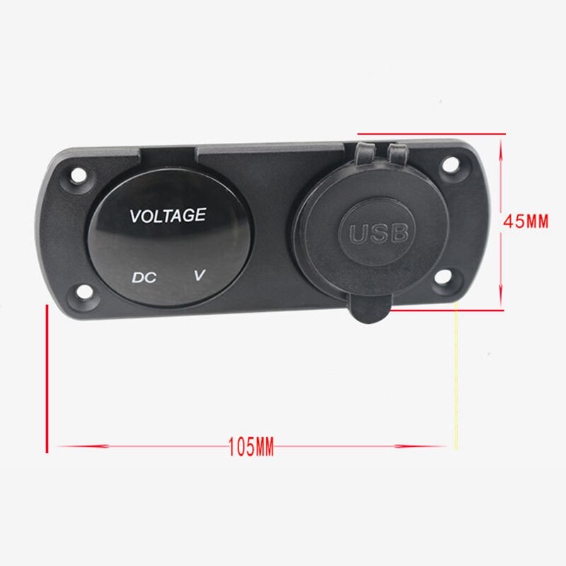 12v-24v dobbel usb-lader + led voltmeter bil usb-uttak bil hurtiglader for motorsykkel bil marine panel modifikasjon