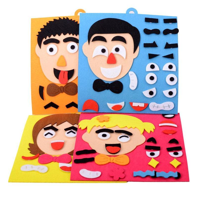 Kids DIY 3D Emotion Puzzle Toys Cartoon Facial Expression Stickers Learning Educational Toys For Children Art Drawing Craft Kits: All 4 Style