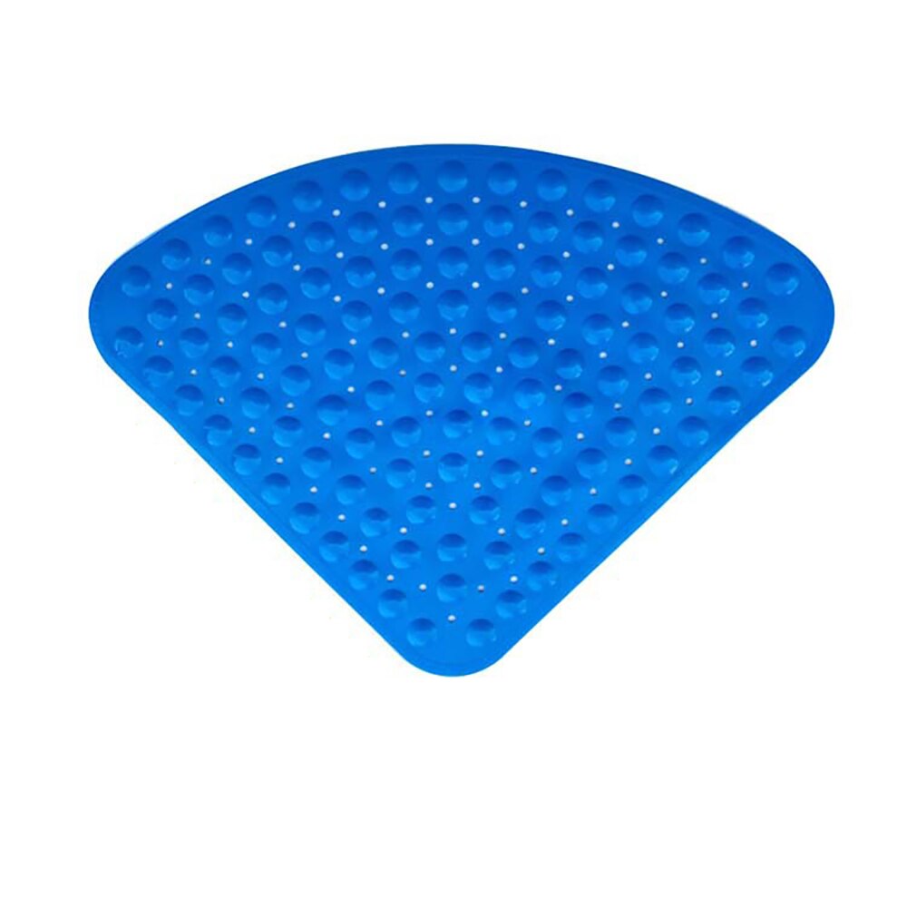 Corner Bath Shower Mat Non Slip Pad Quadrant Sector Rubber Anti-Bacterial Mat: Blue
