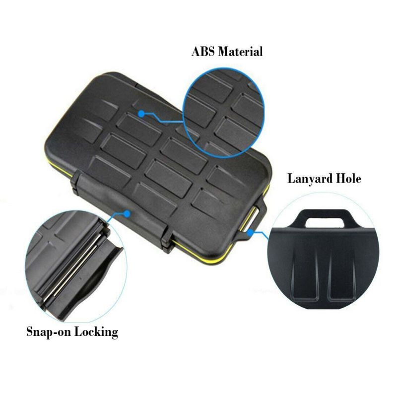 Multi-grid Large Waterproof Memory Card Case Anti-Shock 12SD+12TF Capacity Storage Holder Box Cases for SD/ SDHC/ SDXC/TF Cards