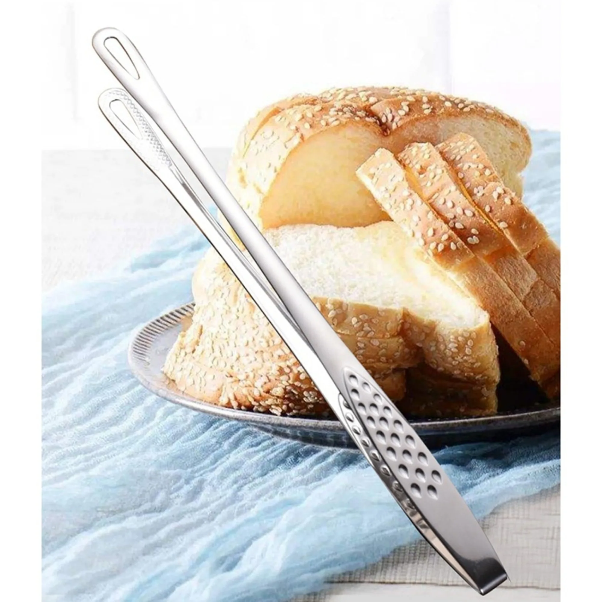 Pinzas para alimentos de acero inoxidable JJYY 304, pinzas antideslizantes para barbacoa con mango largo, pinzas para carne, herramientas de cocina, accesorios de cocina