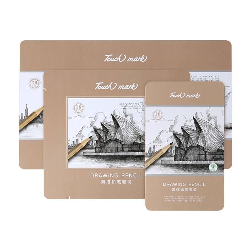 Touch mark Sketch tool set 10/18/29 PCS Drawing pencil tool set students non-toxic Multiple grayscale iron box art supplies