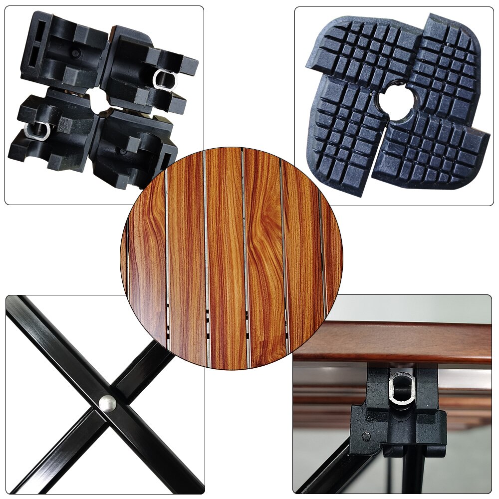 Dark Wood Ultralight Portable Folding Camping Table Portable Foldable Table Outdoor Camping Aluminum Table BBQ Picnic Hiking