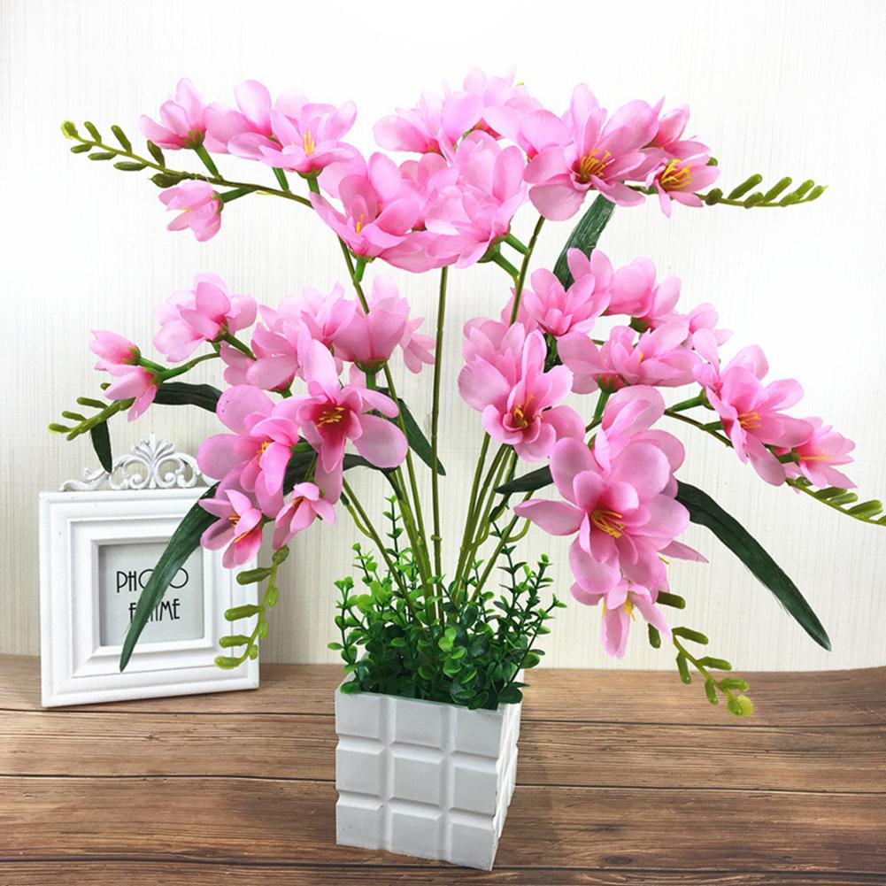 Artificial Freesia Flower with 9 Branches for Home Living Room Decor