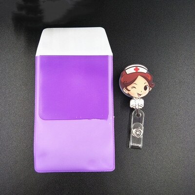 Leuke Cartoon Intrekbare Werk Naam Tags Id Badge Met Pvc Lekvrije Pen Pouch Kantoorbenodigdheden Artsen Verpleegkundigen: NO.4