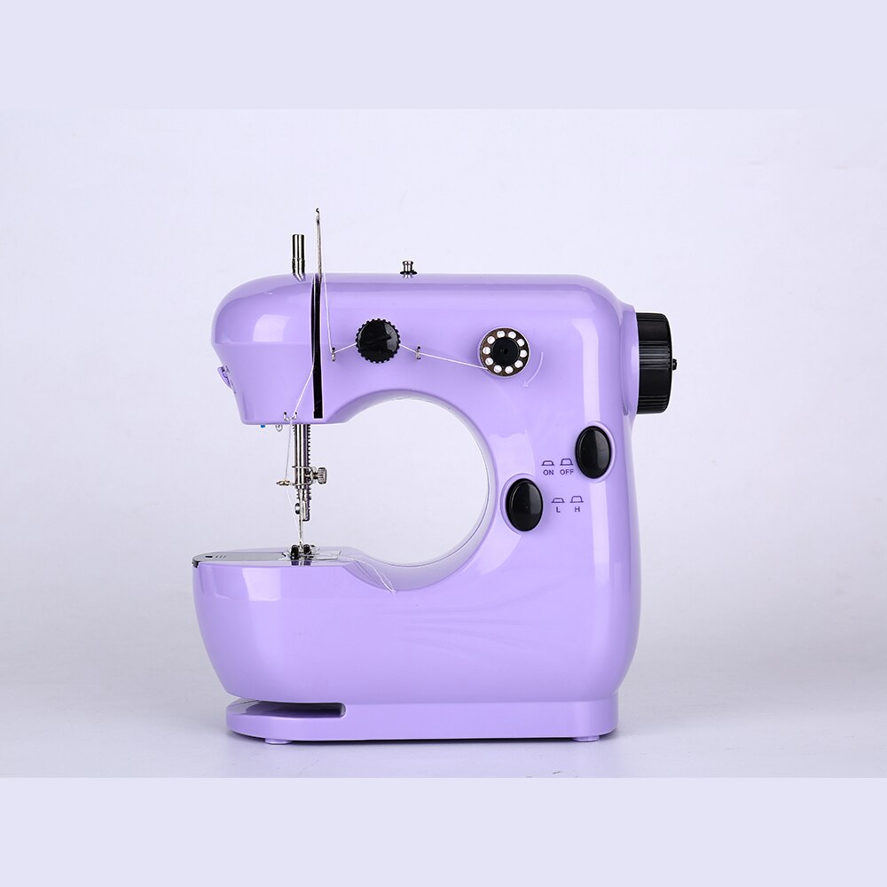 Sewing Machine Mini Portable Electric Household Pedal Multifunctional With Night Light Handmade DIY Purple For Beginners