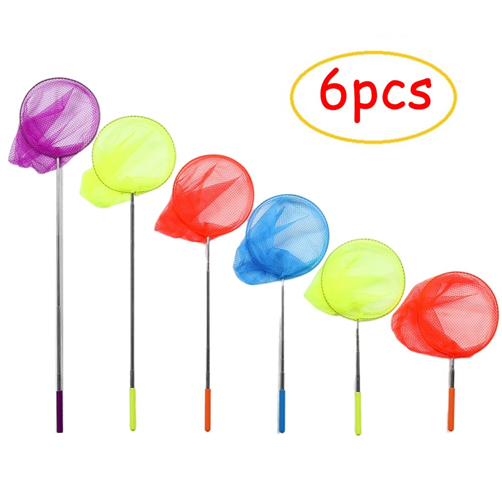 6 sztuk 33.5 cal/85cm kolorowe motyle netto drążek teleskopowy sieć na owady połowów kijanki ważka ogrodowa dla rodziców i gra dla dzieci