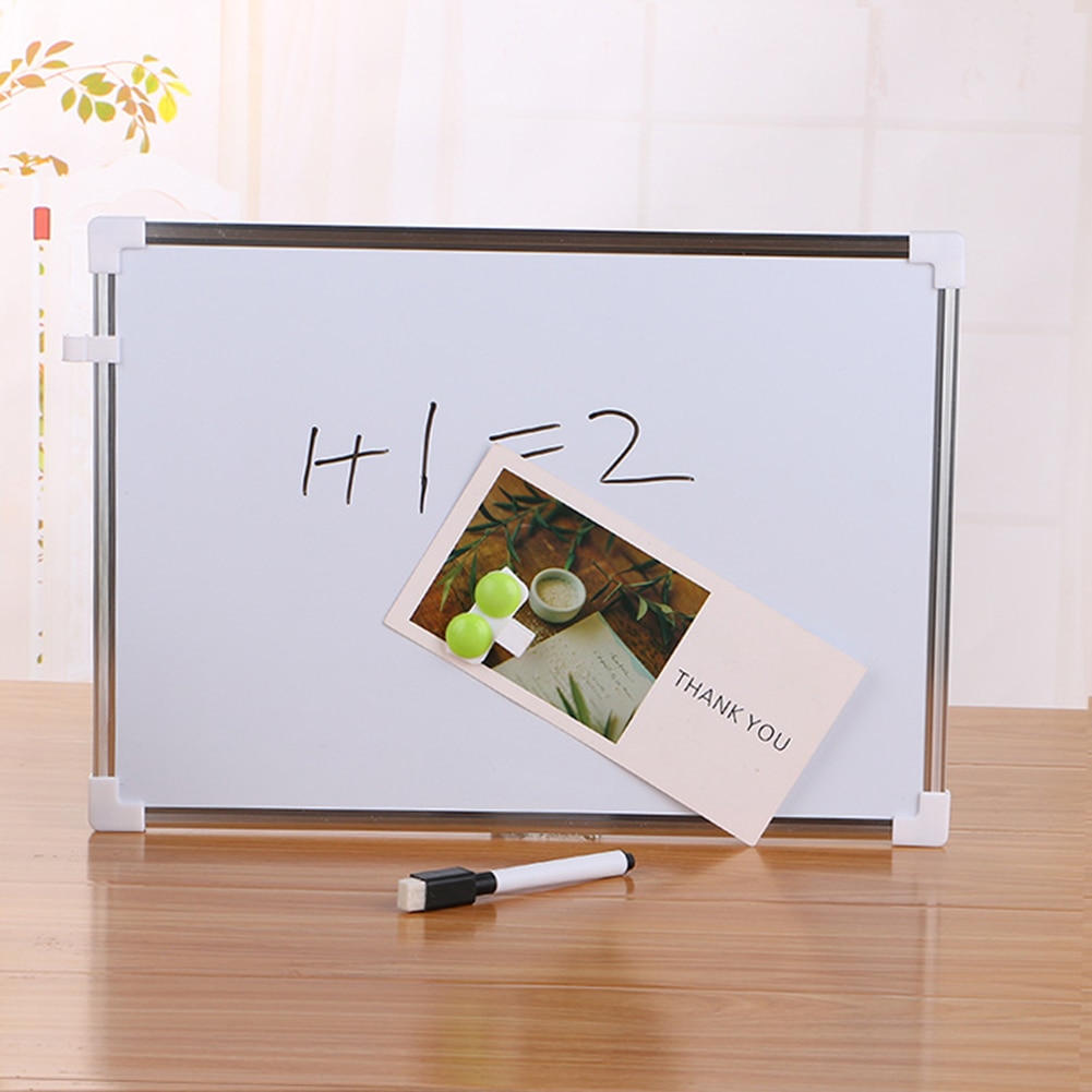 Whiteboard Double Side Office School Writing Board with Stand/Pen Magnets Buttons for Kids Home Office Message Drawing Board