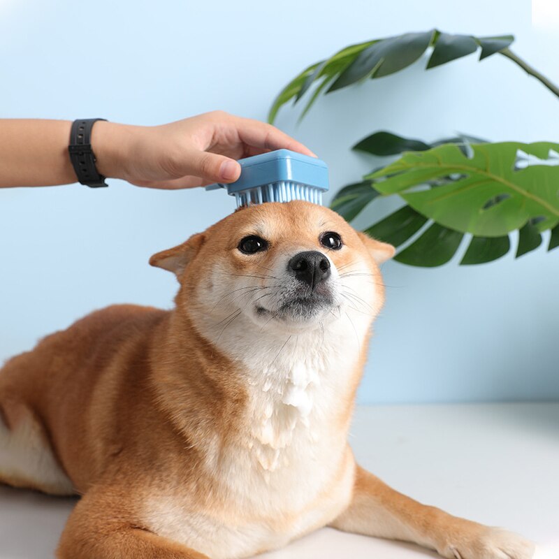 Hond Bad Borstel Kam Siliconen Spa Shampoo Massage Borstel Douche Ontharing Kam Voor Honden Katten Cleaning Grooming Tool: Blauw
