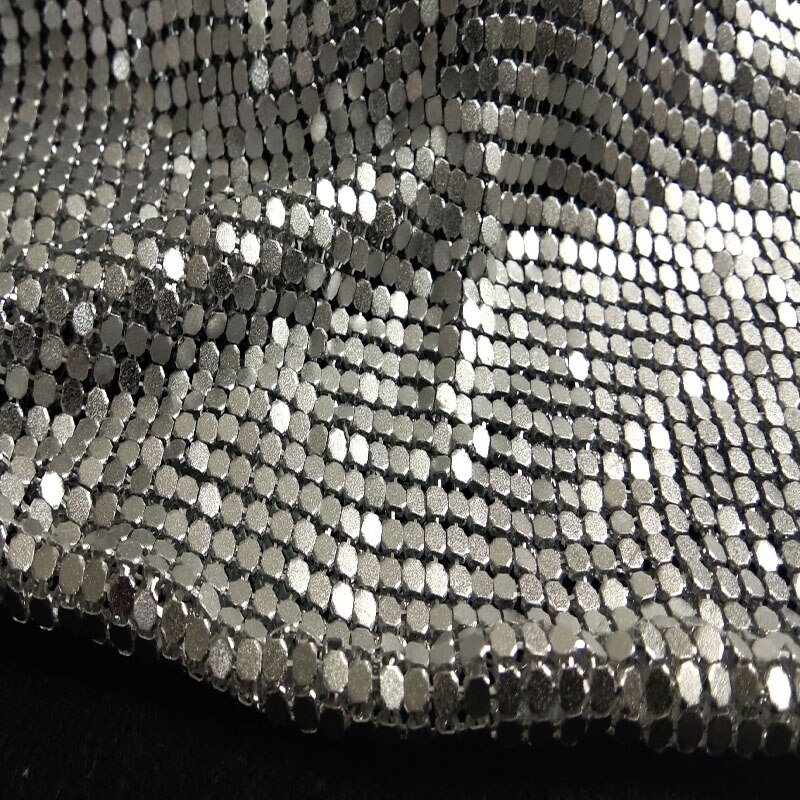 ViaPhil champaña dorada plateada Matt de tela de malla de tela metálica Metal lentejuelas de tela para manualidades, costura decoración para el hogar hecha a mano