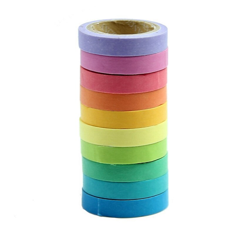 10 Stuks Rainbow Sticky Paper Masking Plakband & 1 Pcs A4 Bestand Zak
