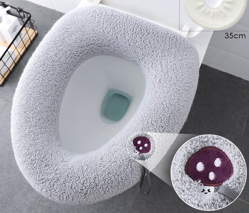 Winter Large Universal Keep Warm Waterproof Soft Toilet Mat Washable Thicken Bathroom Supplies Toilet Seat Cover Accessories: D