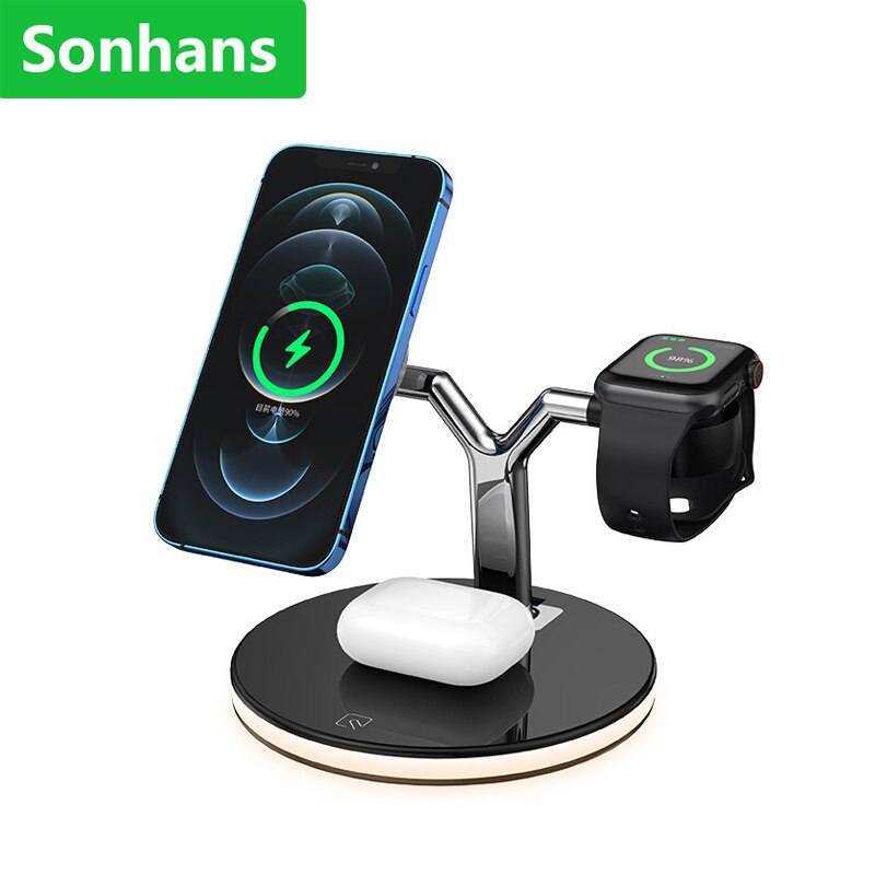 Caricabatterie rapido da 25W supporto per caricabatterie Wireless magnetico 3 in 1 per Iphone 12 11 Pro XS MAX XR X 8 Apple Watch SE 6 5 4 3 AirPods Pro