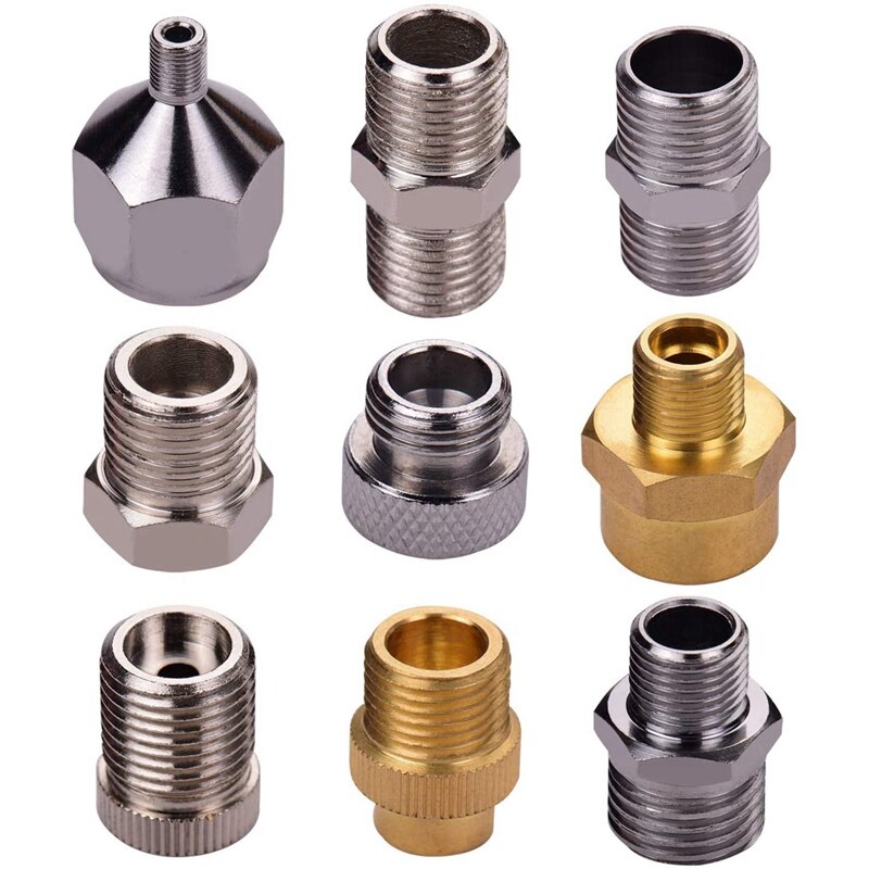 9Pcs Universele Airbrush Adapter Kit Fitting Connector Set Met 10 Stuks Airbrush Nozzle Naald Nozzle Cap Kit