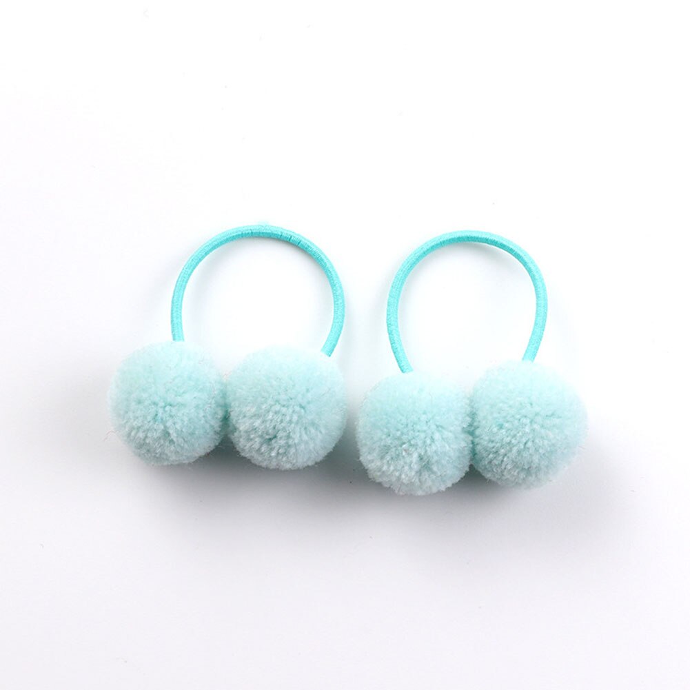 Anillo para el pelo con dos bolas pequeñas y lisas para niña, banda de goma elástica, gomas para el pelo, accesorios para el cabello, adornos para la cabeza, para niña, 2 piezas: LIGHT BLUE