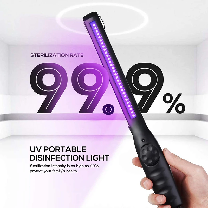 Lámpara esterilizadora UV recargable para el hogar, lámpara bactericida de desinfección ultravioleta UVC, limpiador de lámpara germicida UV-C, 30 LED