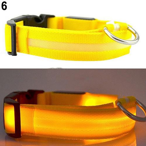 Nylon Led Glow Pet Hond Kraag Hanger Night Veiligheid Knipperende Kat Hond Hals Kraag Leiband Lichtgevende Verstelbare Kraag Voor Hond lopen: Geel / S