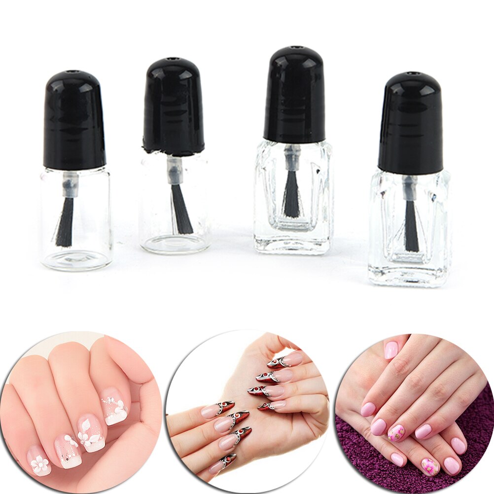 1 Pc 2 Ml 3 Ml Ronde Lege Nagellak Flessen Met Borstel Vierkante Hervulbare Glazen Fles Pakket Nail Fles navulbare