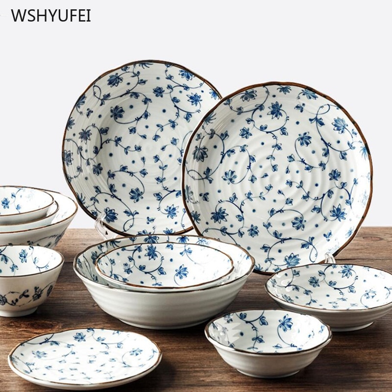 1 pcsjaponais petit déjeuner assiette nourriture fruits dessert assiette snack plateau cuisine boîte de rangement japonais en céramique bol soupe bol ensemble de couverts