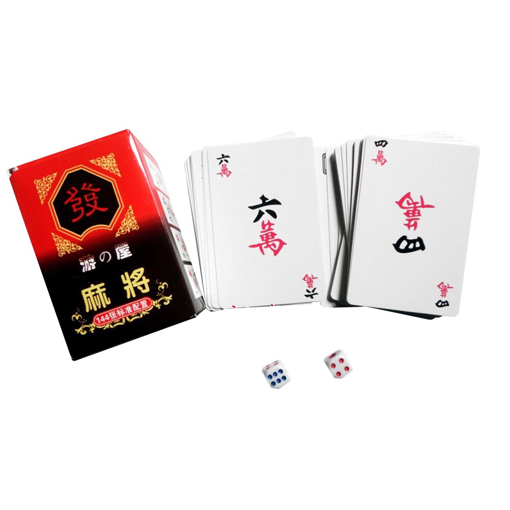 Chinese traditionele mahjong speelkaarten met 2 dobbelstenen voor de lol familie vriend tafelspel kaarten 144 kaarten/set mahjong kaarten