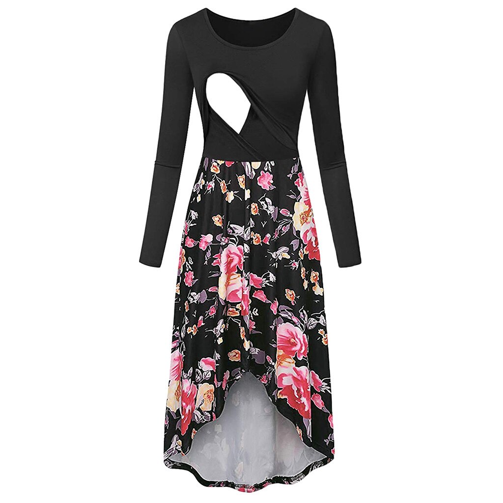 Maternity Dresses long sleeve Nursing dress for pregnant women lactation Casual breastfeeding clothes for Pregnancy ZJ: PK / L