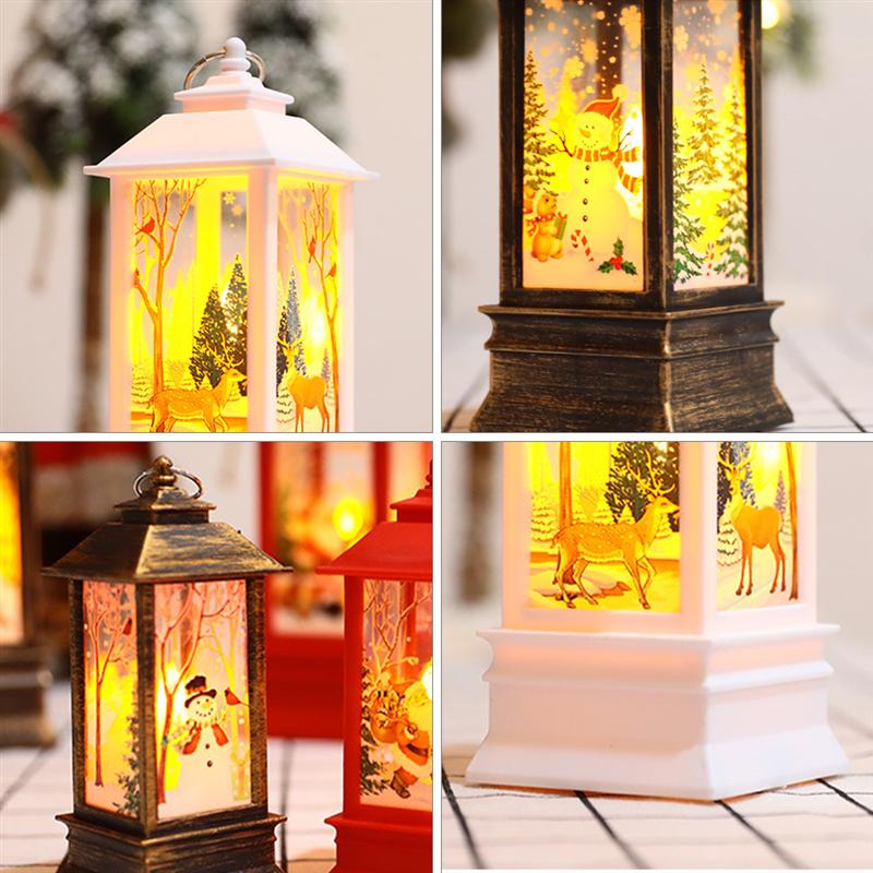 2Pcs Attractive Christmas LED Wind Lamp Night Lantern Desktop Adornment Wind Lantern Xmas Party Home Desktop