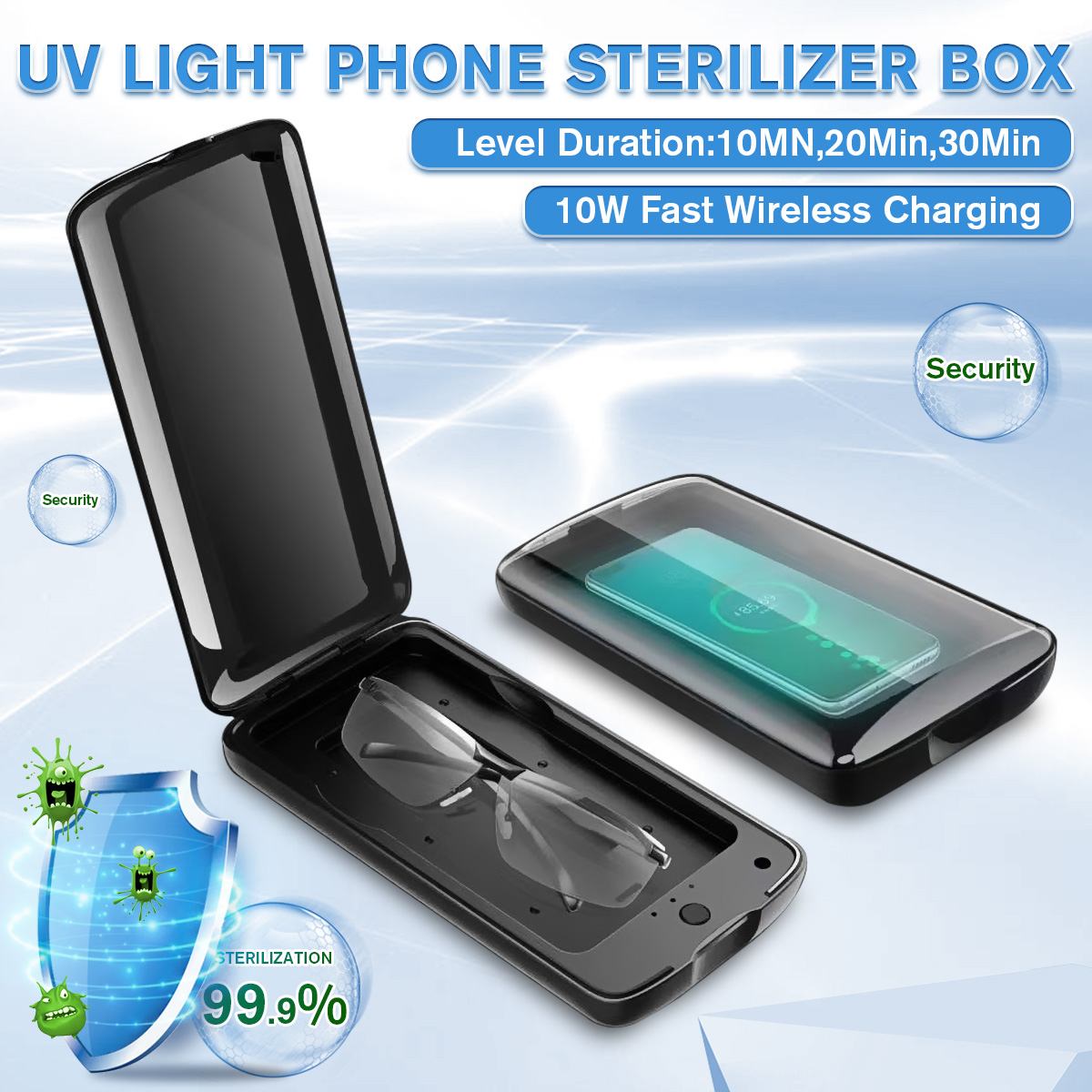 Portable UV Sterilizer Box Phone Mask Cleaner Personal Sanitizer Disinfection Cabinet Sterilizer Lamp Suport Wireless Charging