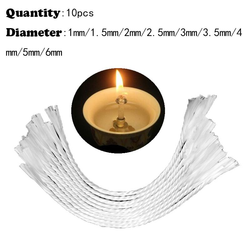 Mèche violette blanche utilisée pour les bougies d'anniversaire, lampes à huile bricolage sans fumée, fournitures de fabrication de bougies, environnement, longueur 19cm, 10 pièces