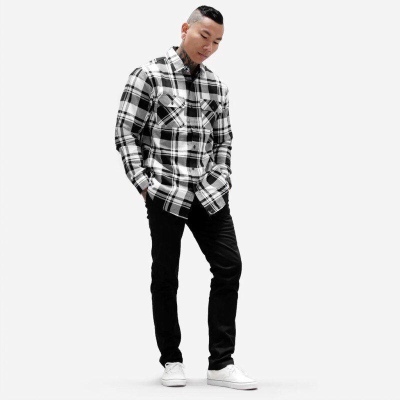 Men Plaid Shirt Camisas Social Autumn Men's Plaid Long-sleeved Shirt Male Button Down Casual Check Shirt: Green / Euro M