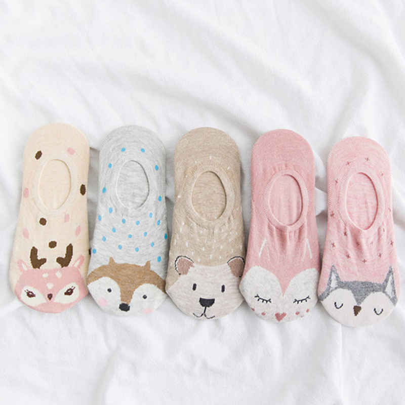 5 pares/lote dos desenhos animados unicórnio gato raposa meias bonito animal feminino meias verão engraçado curto tornozelo meias senhoras algodão meia dropship