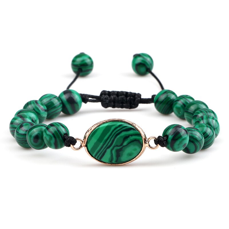 Vrouwen Armband Mode Natuursteen Groene Malachiet Bead Charm Handgemaakte Strengen Wrap Gevlochten Armbanden Voor Mannen Sieraden: Malachite
