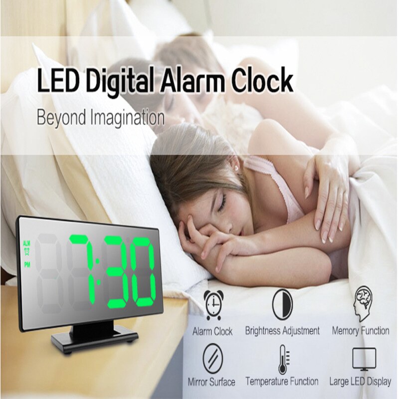 Aa 1Pc Led Digitale Wekker Multifunctionele Digitale Nachtlampje Thermometer Display Elektronische Spiegel Lamp Klok
