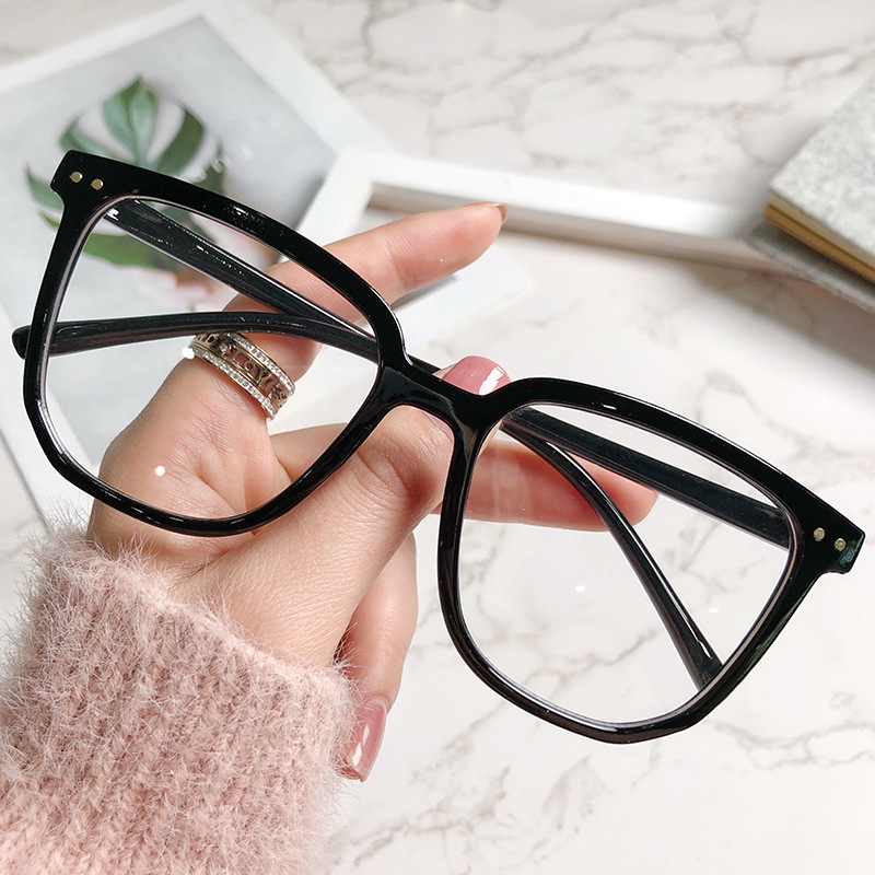 Transparent Computer Glasses Frame Women Men Anti Blue Light square Eyewear Blocking Glasses Optical Spectacle Eyeglass: Black