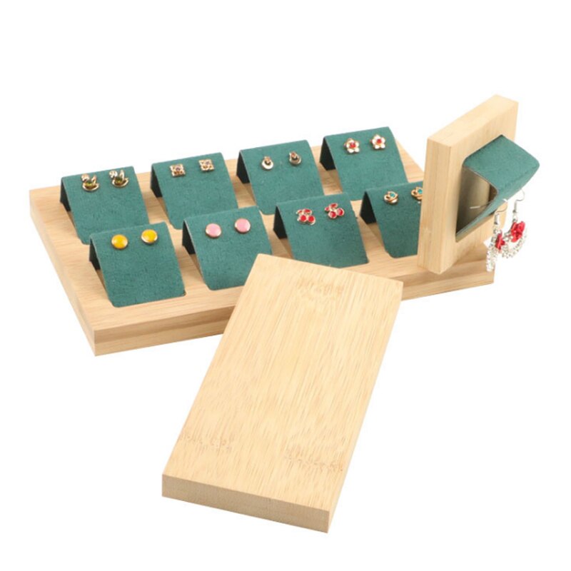 Drewniany schowek na kolczyki tacka na karty na akcesoria robić biżuterii wyświetlacz biżuteria pierścionek naszyjnik Organizer robić ekspozycji