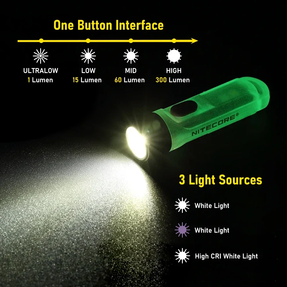 Original nitecore tiki gitd lanterna chaveiro luz mini luz noturna edc lanterna tocha luz de trabalho bolso tocha luminosa