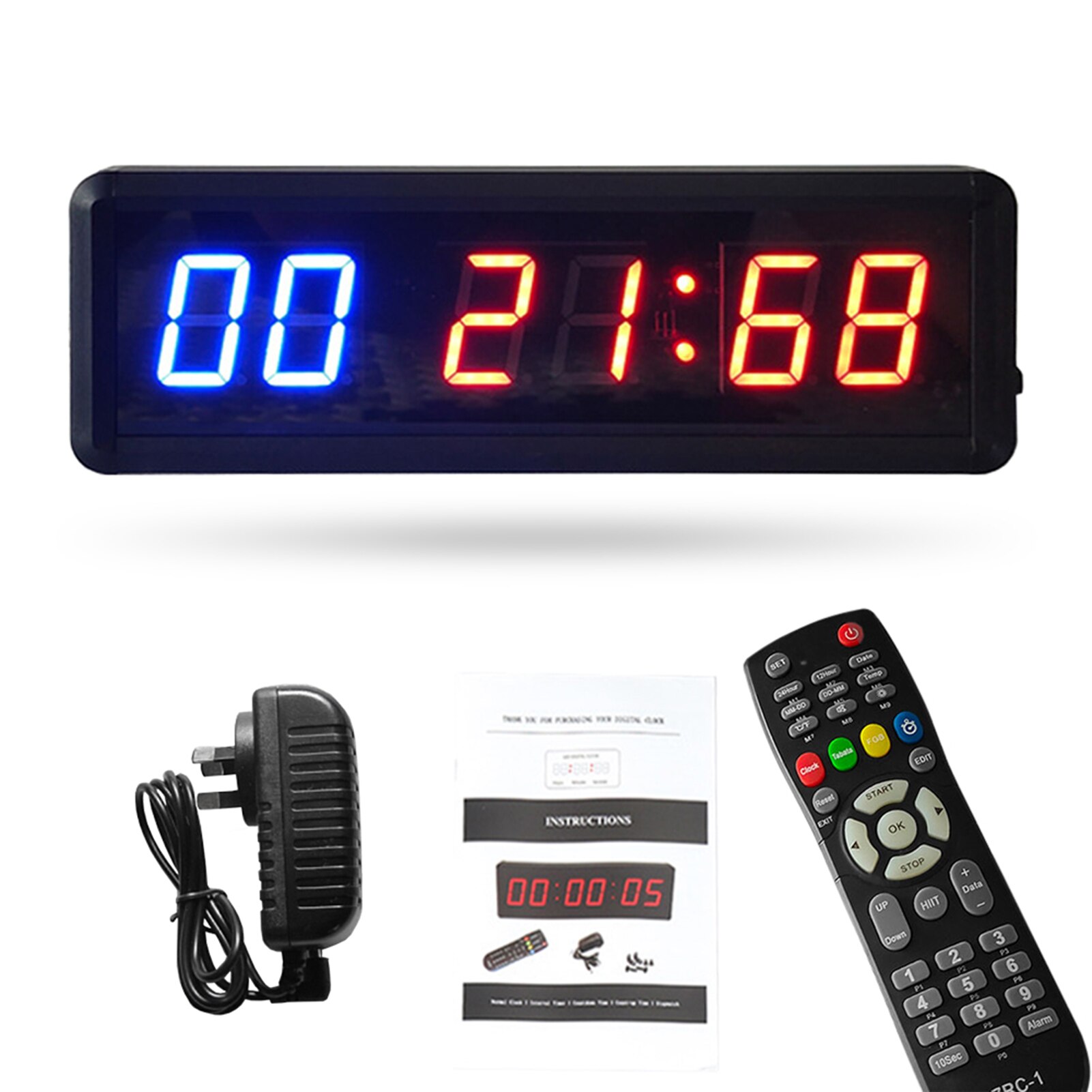 Programmierbare Ausbildung Timer LED-anzeige Intervall Timer Wanduhr mit Fernbedienung für Fitnessstudio Fitness Ausbildung 1,5 Zoll Countdown Uhr: AU Stecker
