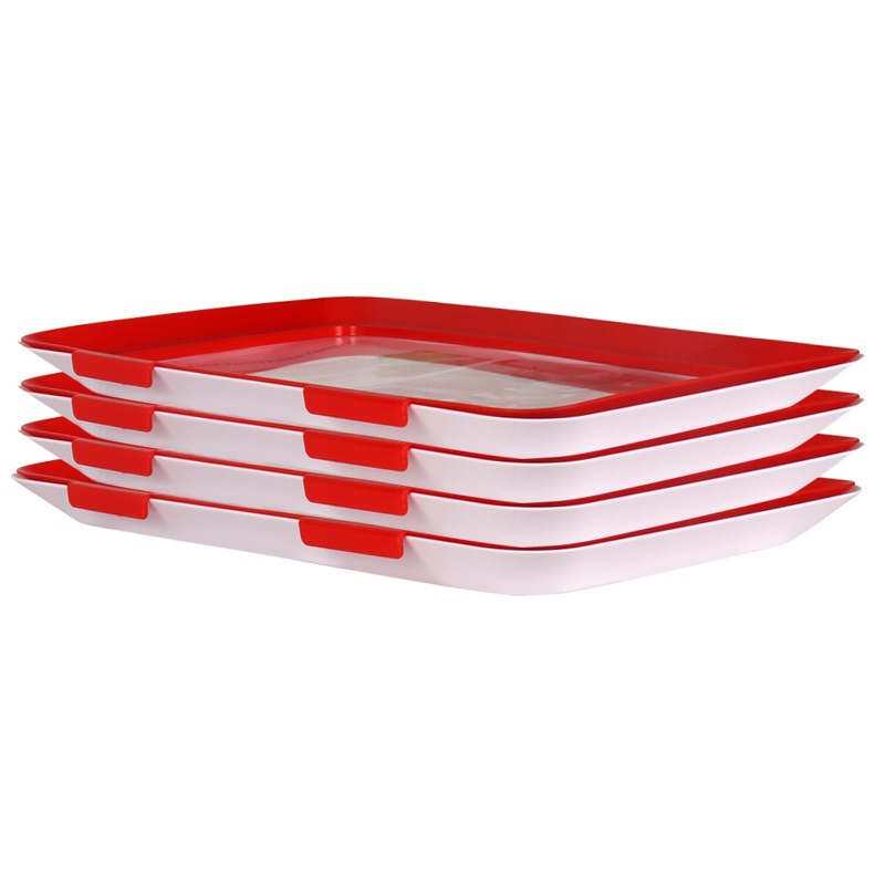 Bandejas de almacenamiento de alimentos apilables, bandeja elástica de conservación de alimentos, reutilizable, para mantener fresco el refrigerador, contenedor de almacenamiento de alimentos de cocina