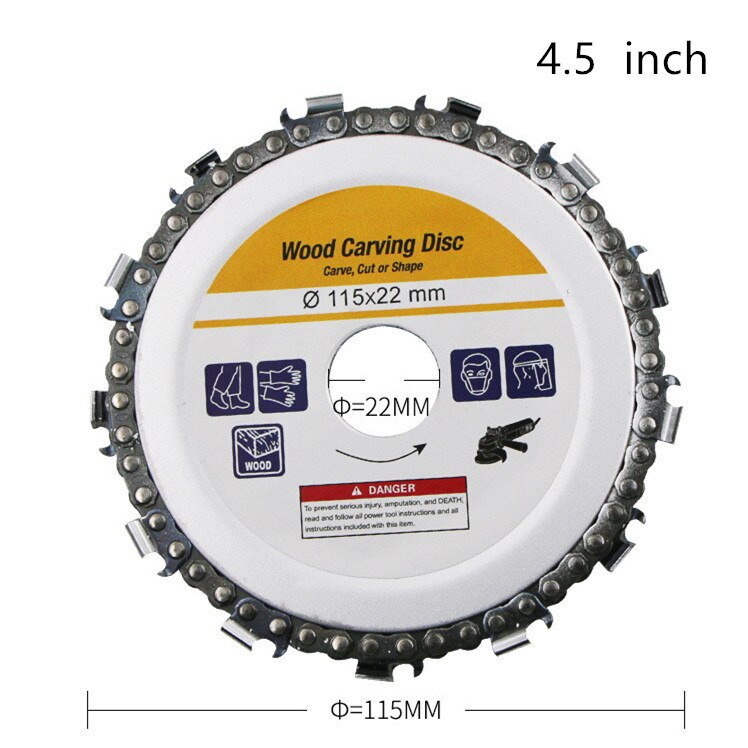 Inch Houtsnijwerk Houtbewerking Ketting Grinder Zagen Disc Keten Plaat Tool Voor 125Mm/115Mm Hoek Slijpen 5 of 4 Inch: 4.5 inch