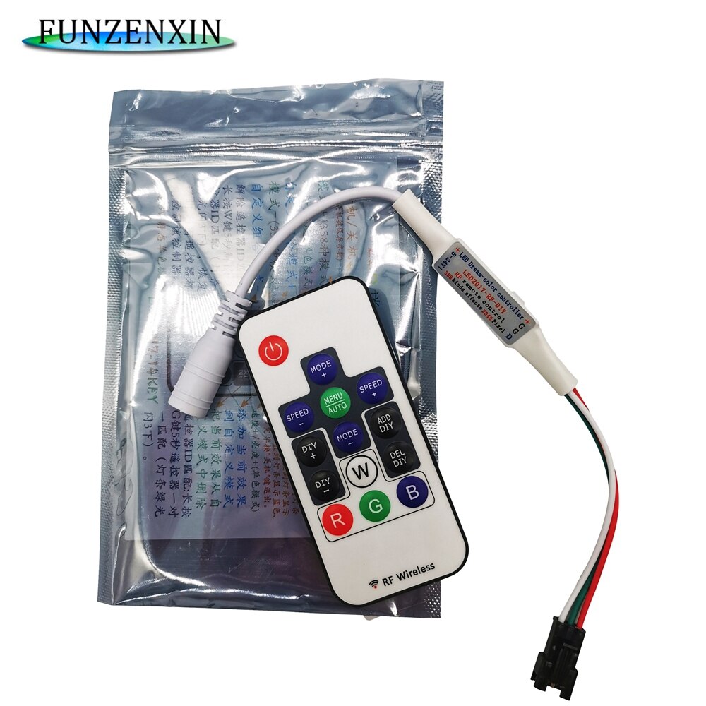 RF DC14Keys Smart Wireless DIY Controller With Remote For WS2812B WS2811 1903 Addressable Led Strip Light DC5-24V