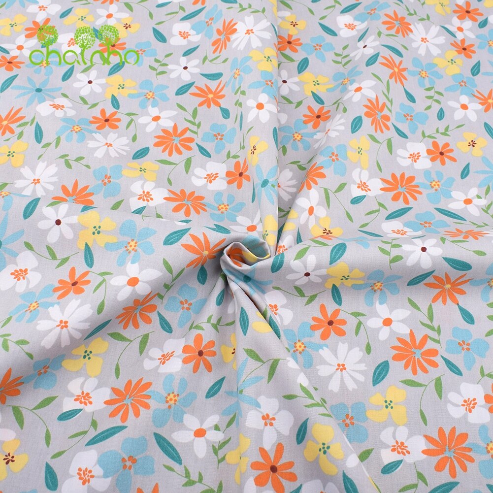 8 Stks/partij, Grijs Bloemen Serie, Gedrukt Twill Katoen Stof, Patchwork Kleding, diy Naaien En Quilten Materiaal Voor Baby & Kinderen, 40x50cm