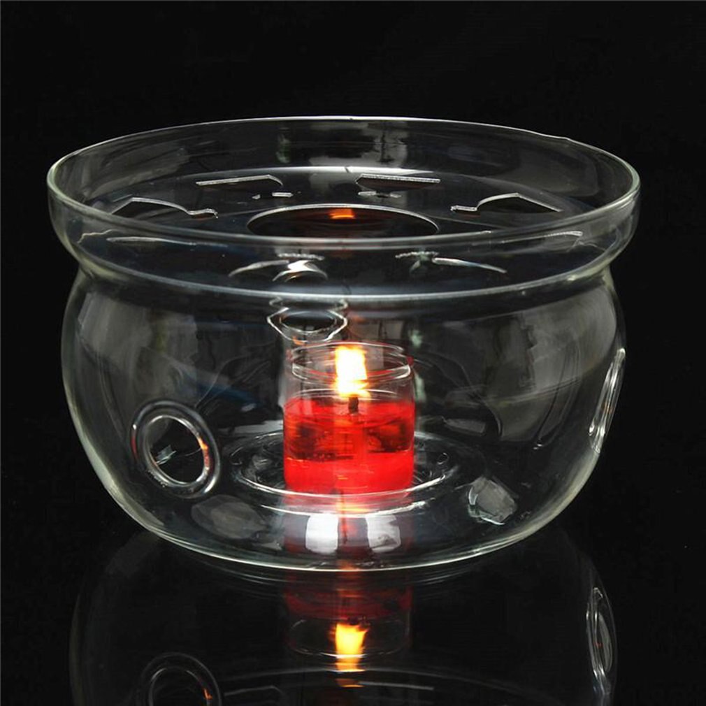 Calentador de tetera resistente al calor Base de vidrio de borosilicato transparente forma redonda aislamiento Tealight taza de té portátil Holder