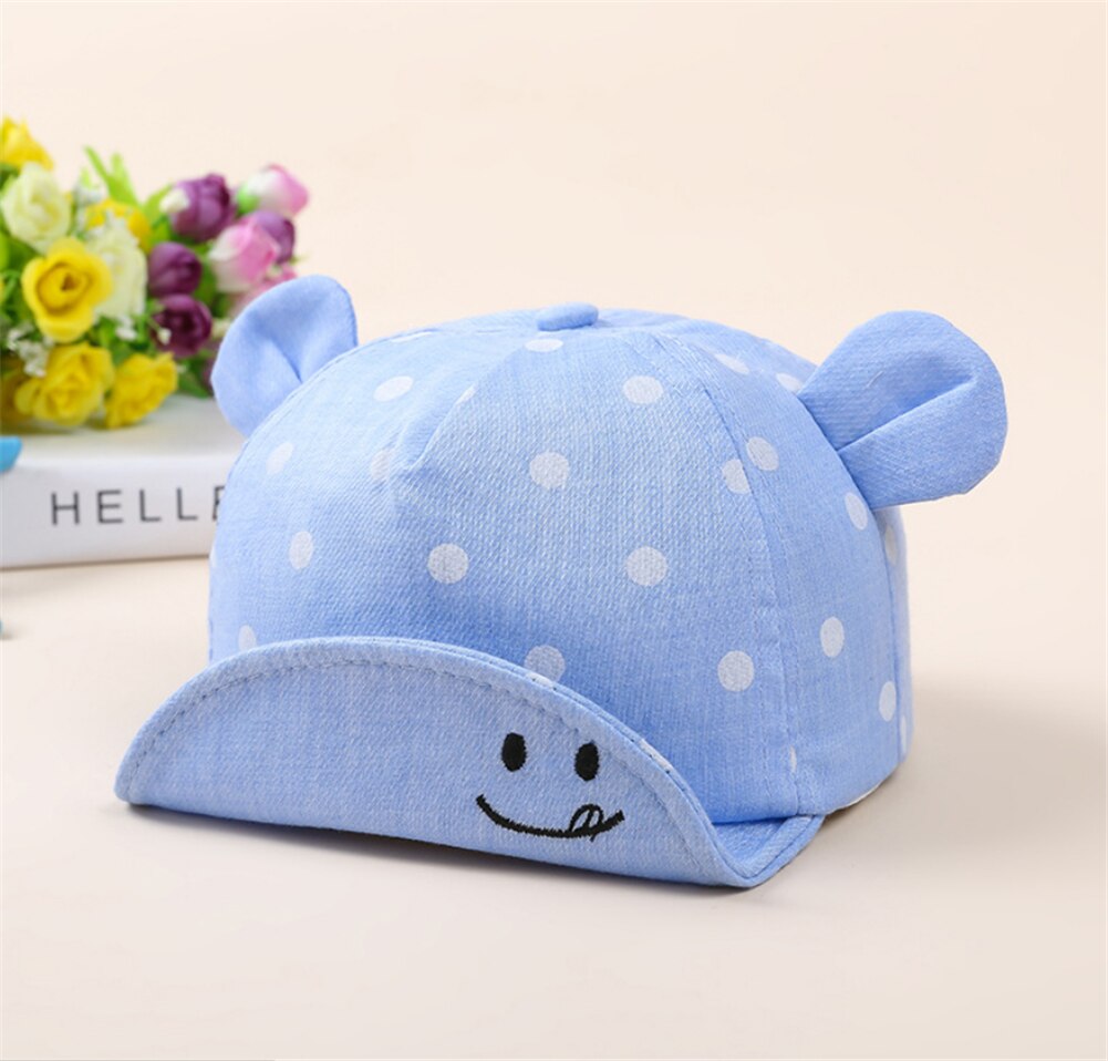 Baby Zonnehoed 8 M-20 M Cap Katoen Zomer Strand Gestreepte Rand 8-20 Maanden 5 Kleuren kiezen: Blauw