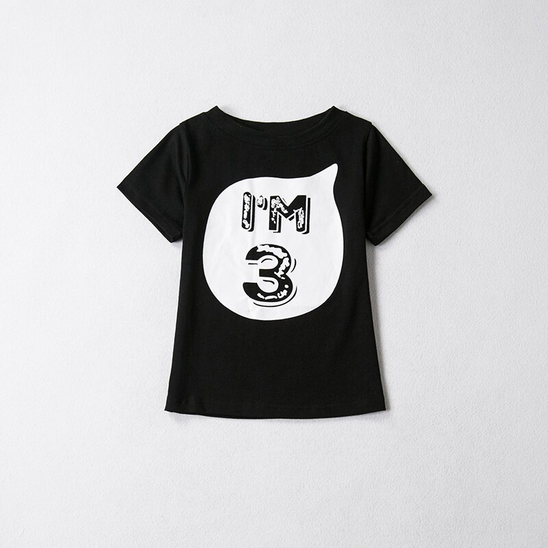 Sommer Mädchen jungen Tops Kid t shirts T Kleidung Baumwolle lustige T Shirts 1st Eine Jahre 2nd Geburtstag Outfits 3 jahr Weiß Tshirt: Black 3