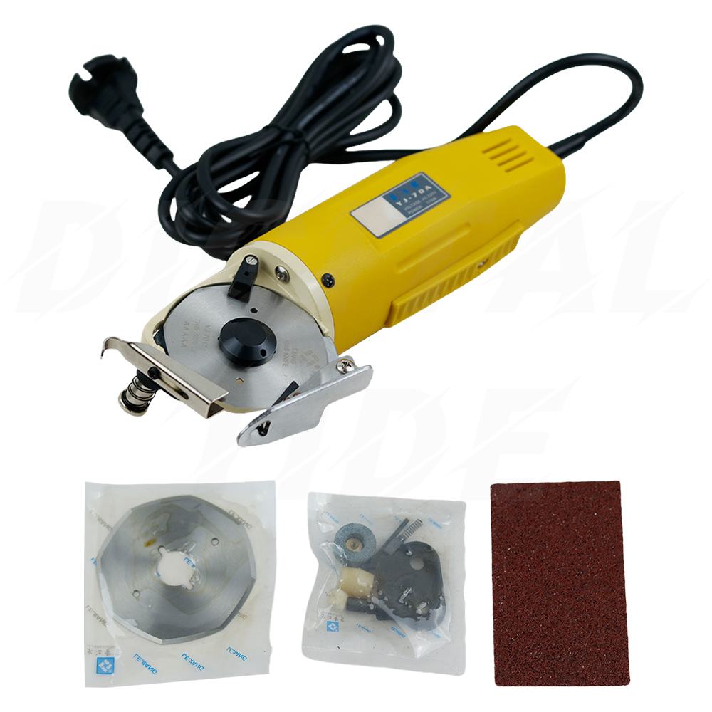 Tijeras eléctricas para cortar tela, Kit de máquina cortadora de tela, herramientas de corte para ropa, cuero, 220V, 70mm, 170W: Default Title