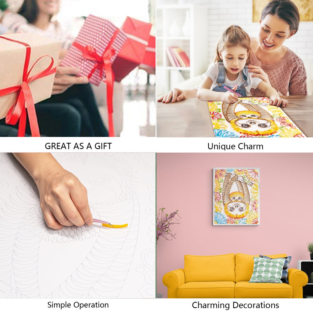 3D Sloth Quilling Papier Filigrane Gemälde Wand Dekor DIY Quilling Papier Handwerk DIY Quilling Papier Werkzeuge Kits 20 Zoll