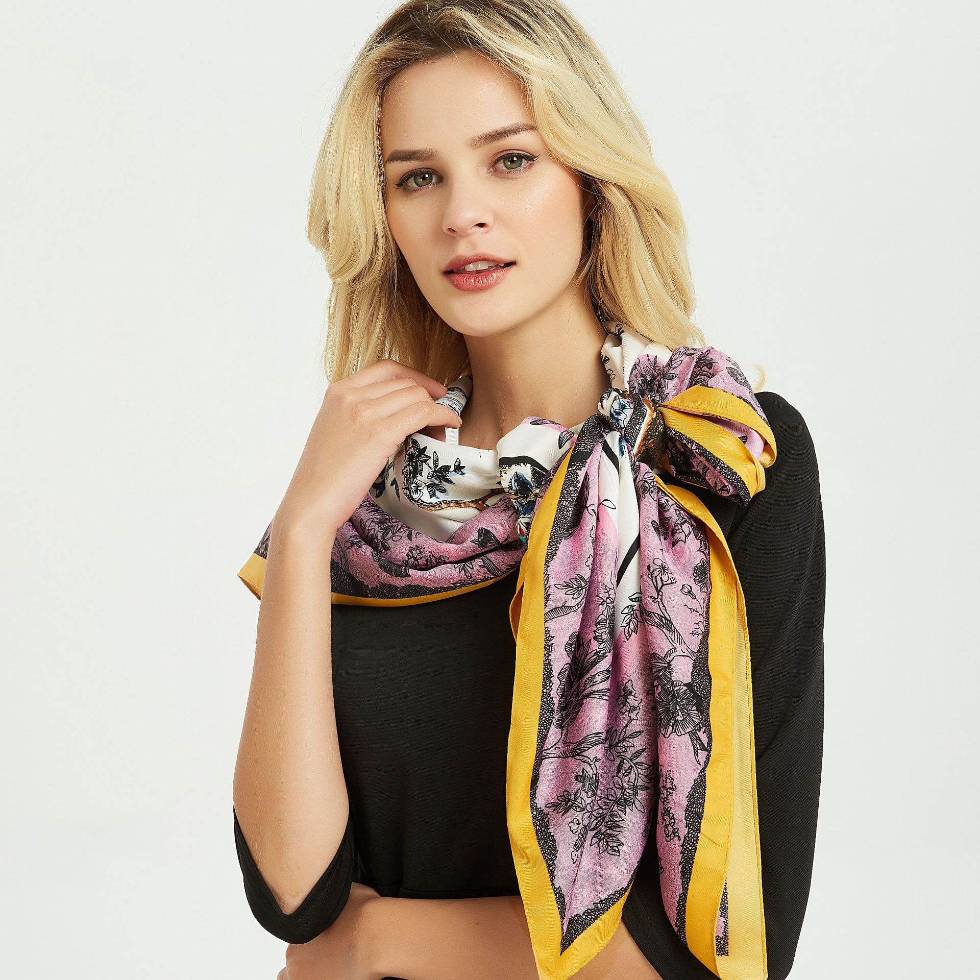 Spring and summer scarf lovely animal forest twill... – Grandado