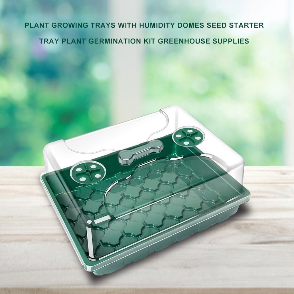 24 agujero macetas de plástico para viveros semilla para plantar set de bandejas de caja para germinación con cúpula y Base jardín protector de cultivo suministros de jardinería