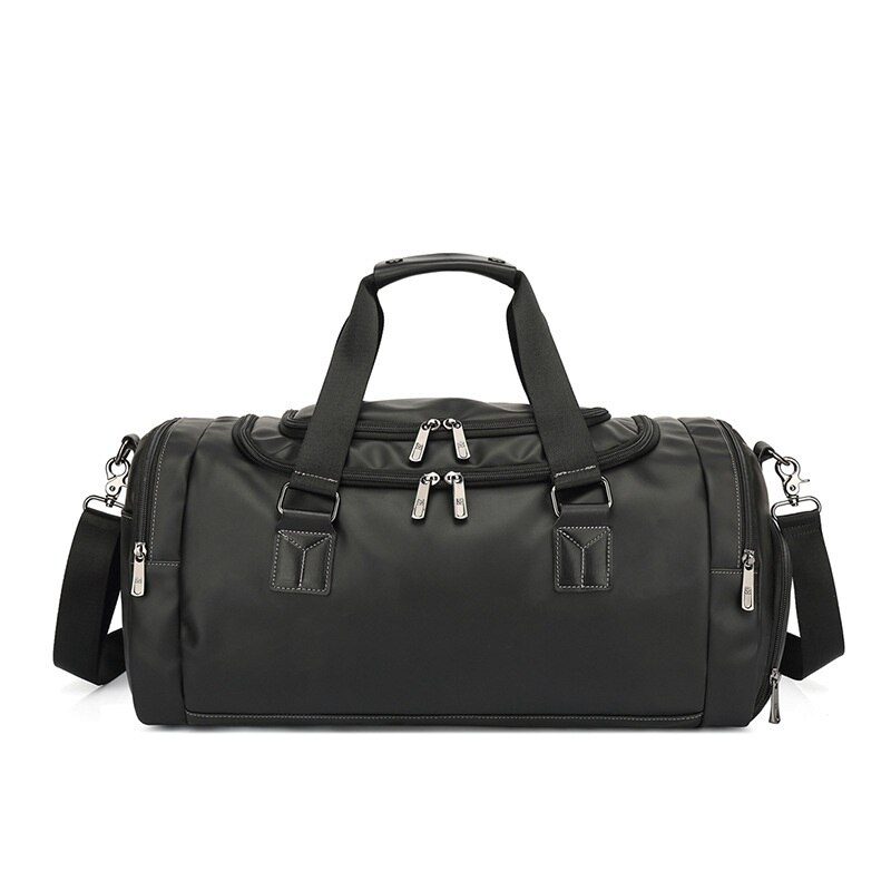 Sports Fitness Bags for Men Gym PU Handbag Travel Duffle Luggage Waterproof One Shoulder Crossbody Bag Men Outdoor Weekend Blosa: black