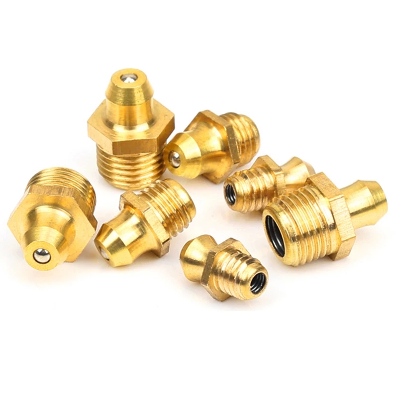 Engrasador hidráulico de latón, rosca macho de 1mm, paso de 45/90/180 °, recta, accesorios para pezones, M4/M5/M6/M8/M10/M12/M14, 2 unids/lote