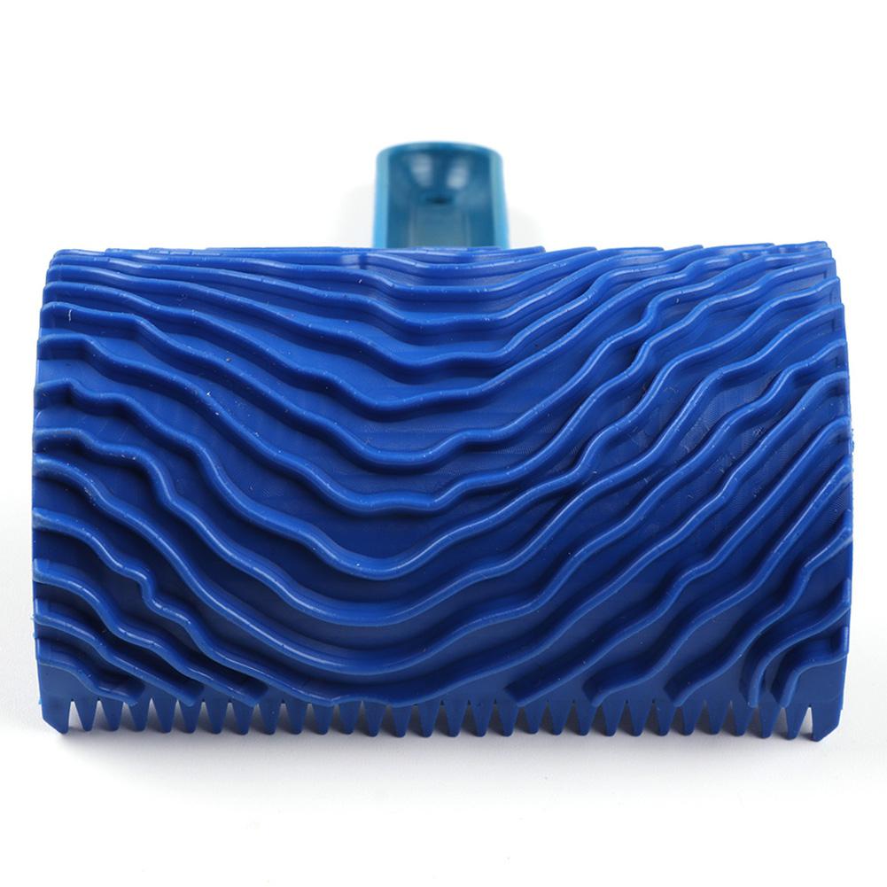 Blue Rubber Wood Grain Paint Roller DIY Graining Painting Tool Wood Grain Pattern Wall Painting Roller with Handle Home Tool